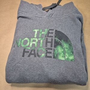 The North Face Gray Hoodie with Green Galaxy Logo